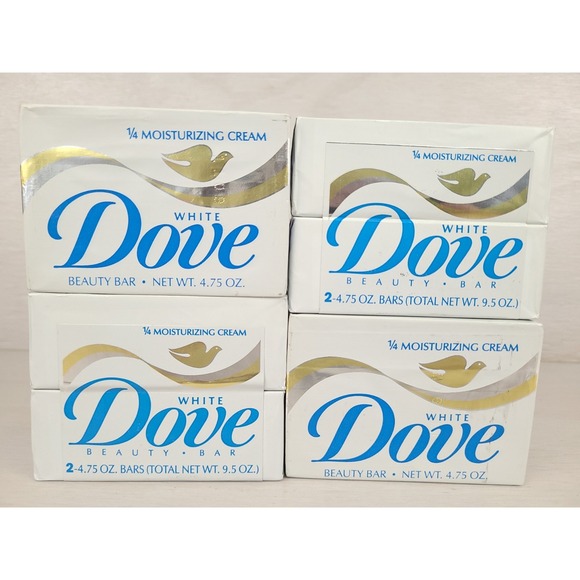 Vintage Dove Soap Bath Bar White 1/4 Moisturizing Cream 8- 4.75oz New Old Stock - Picture 1 of 3